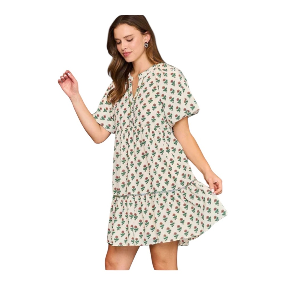 Umgee Baby Doll Floral Print Mini Dress
